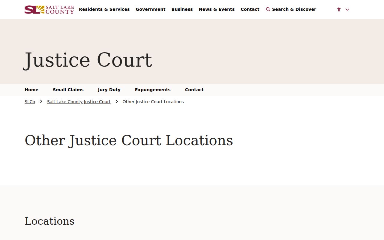 Salt Lake County state and local court schedule locations