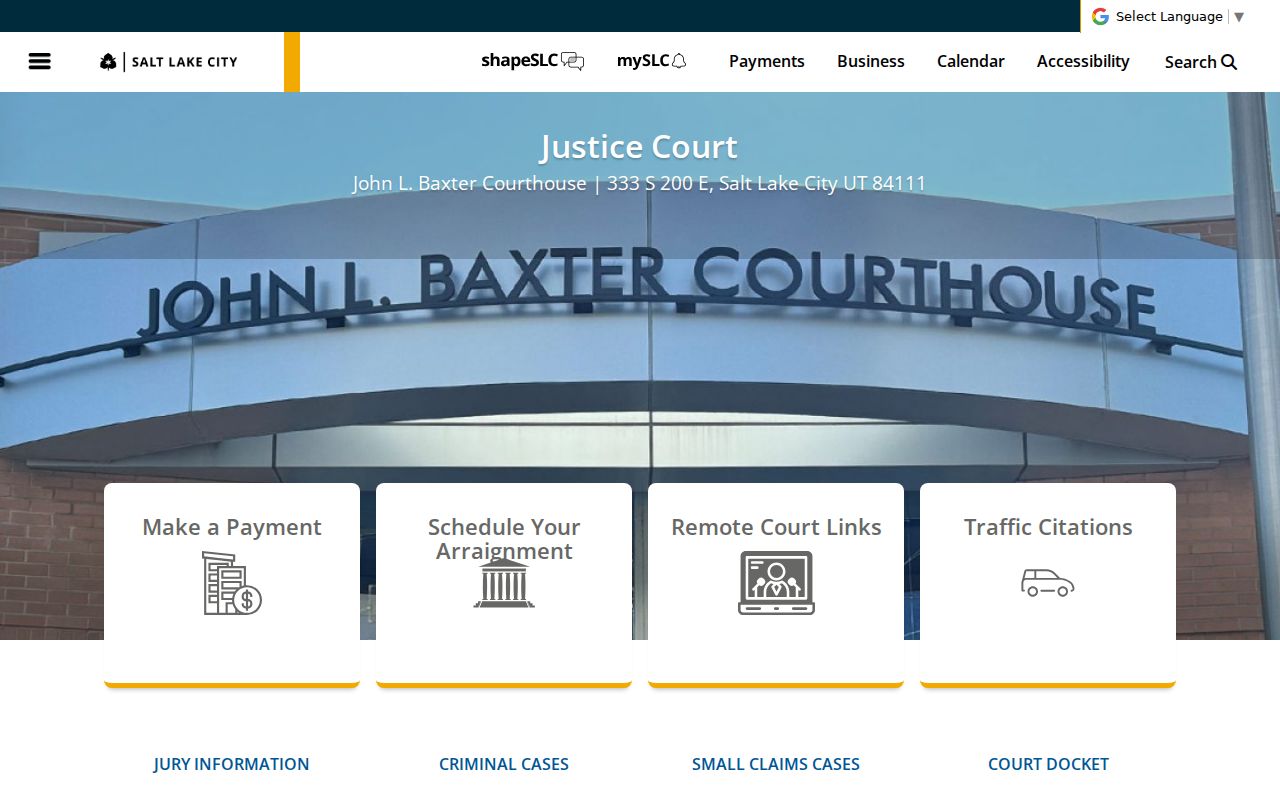 Salt Lake County criminal docket city Justice Court