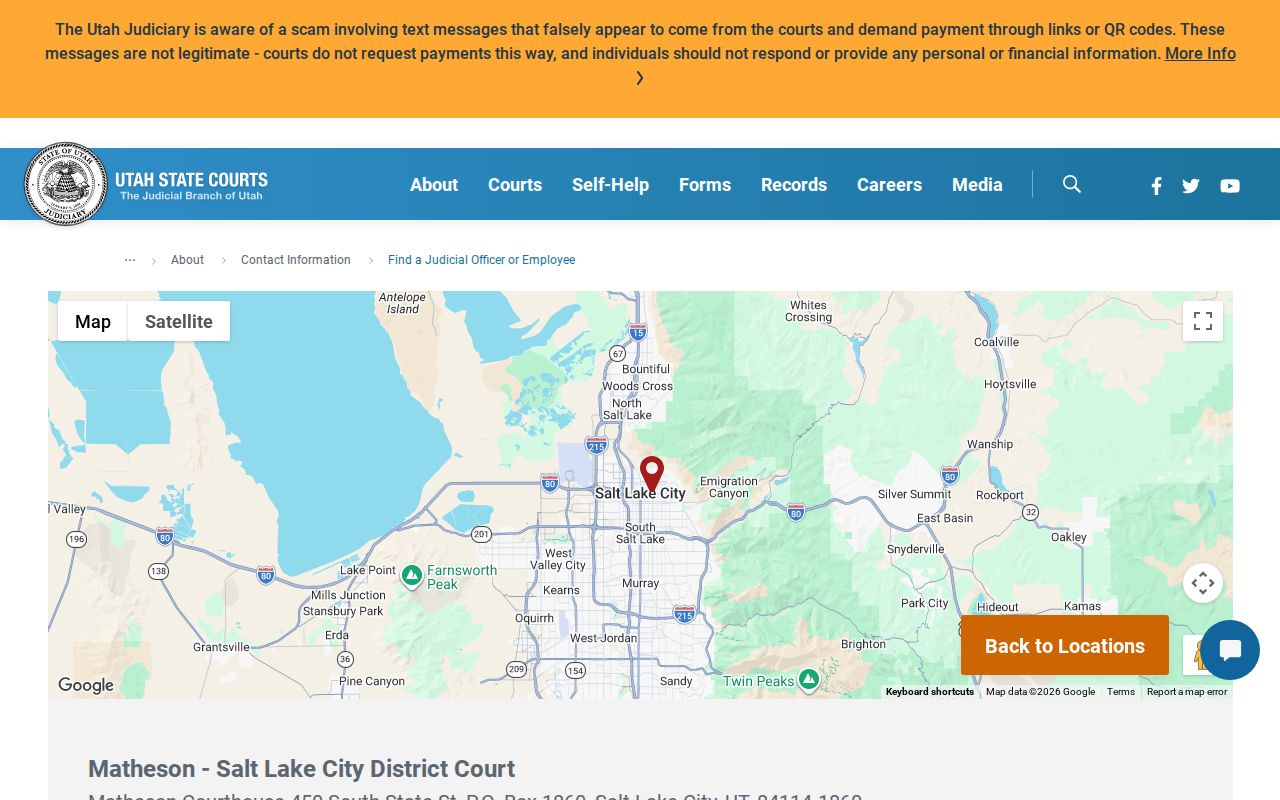 Salt Lake County criminal docket Matheson directory