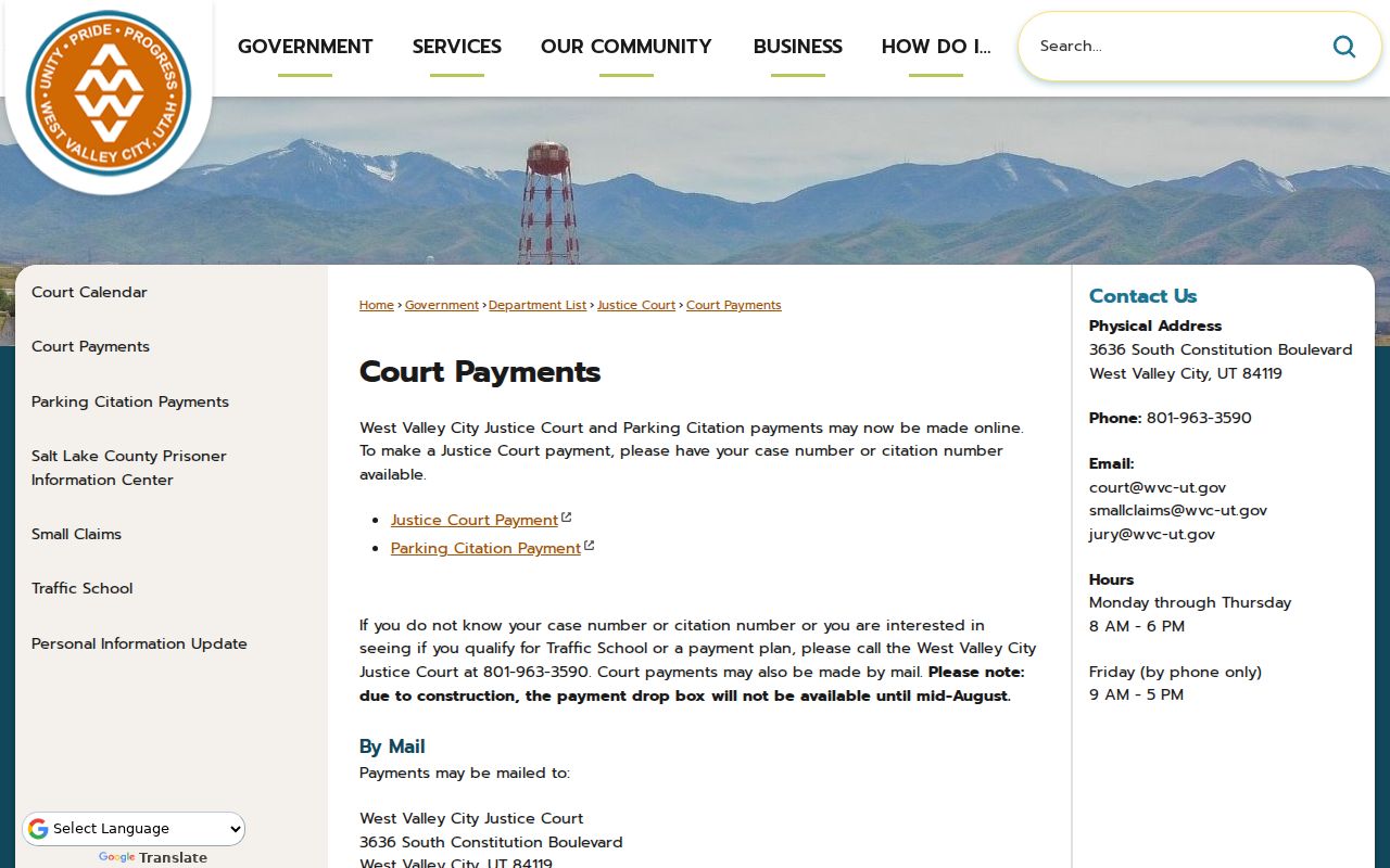 West Valley City court records payment channels