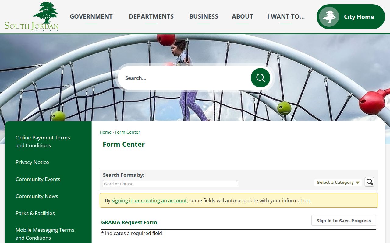 Salt Lake County South Jordan court records and city GRAMA request fields